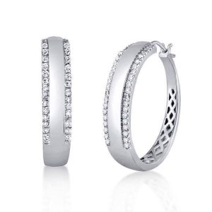 Earrings - Round Cut Silver Hoop Earrings For Women, Apparel & Accessories, Italo jewelry - Online Catalog