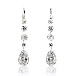 earrings - Classic Round & Pear Cut Long Drop Earrings, Italo jewelry - Online Catalog