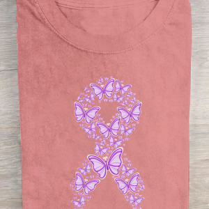 Purple Awareness Ribbon Cotton T-Shirt, T-shirts, Lilicloth.com