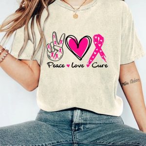 Peace Love Cure  Breast Cancer  Vintage Distressed Shirt, T-shirts, Lilicloth.com