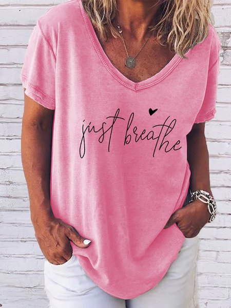 Just Breathe Loosen Floral Vacation Short Sleeve Tops, T-shirts, Lilicloth.com