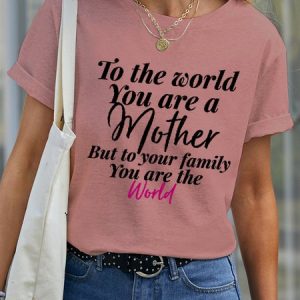Mothers Day T-Shirt Crew Neck Letter Short Sleeve T-Shirt, T-shirts, Lilicloth.com