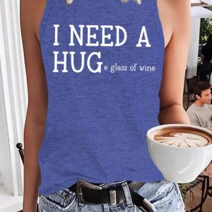 Funny I Need A Huge Glass Of Wine Casual Short Sleeve Tops, Tank Tops, Lilicloth.com