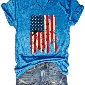 American Flag Star Racerback Casual Cotton Blends T-shirt, T-shirts, Lilicloth.com