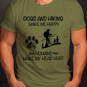 Dogs and Hiking Make Me Happy Crew Neck T-Shirt, T-shirts, Lilicloth.com