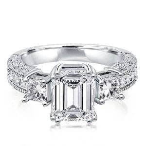 Three stone rings - Italo Three Stone Created White Sapphire Engagement Ring, Three stone rings, Italo jewelry - Online Catalog