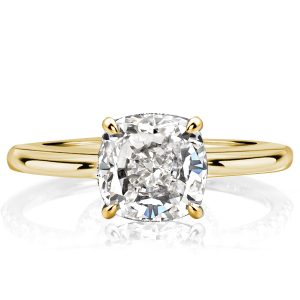classic engagement rings - Classic Golden Solitaire Cushion Cut Engagement Ring, Italo jewelry - Online Catalog