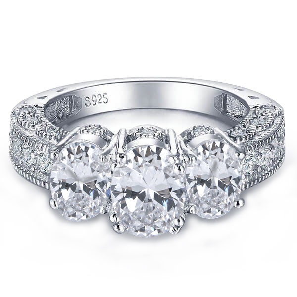 Three stone rings - Milgrain Three Stone Engagement Ring, Three stone rings, Italo jewelry - Online Catalog