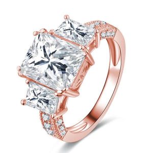 unique engagement rings - Rose Gold Three Stone Engagement Ring, Italo jewelry - Online Catalog