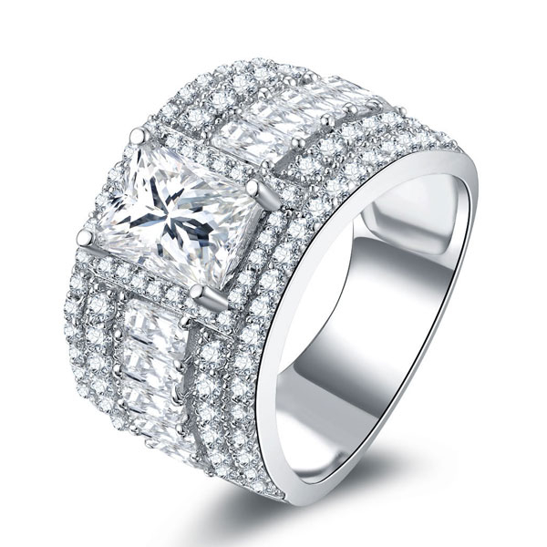 unique engagement rings - Italo Princess Cut Engagement Ring Affordable In Sterling Silver, Italo jewelry - Online Catalog