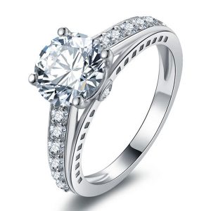 classic engagement rings - Italo Cathedral Created White Sapphire Engagement Ring, Italo jewelry - Online Catalog