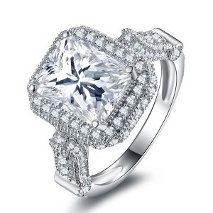 Halo Engagement Rings - Halo Created White Sapphire Engagement Ring, Italo jewelry - Online Catalog