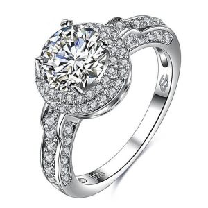 halo engagement rings - Italo Classic Double Halo Created White Sapphire Engagement Ring, Italo jewelry - Online Catalog