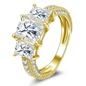 Unique rings - Italo Vintage Engagement Ring Affordable 3 Stone Engagement Ring, Italo jewelry - Online Catalog
