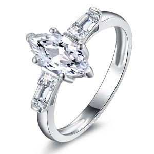 classic engagement rings - Three Stone Solitaire Marquise Engagement Ring, Italo jewelry - Online Catalog