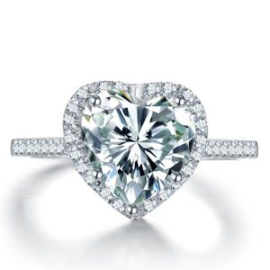 classic engagement rings - Italo Heart Halo Created White Sapphire Engagement Ring, Italo jewelry - Online Catalog
