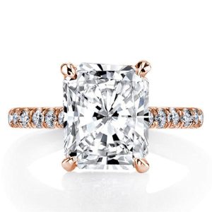 classic engagement rings - Rose Gold Radiant Solitaire Engagement Ring, Italo jewelry - Online Catalog