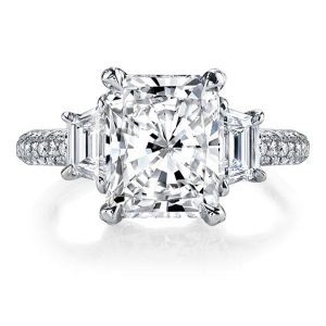 classic engagement rings - Italo Three Stone Radiant Created White Sapphire Engagement Ring, Italo jewelry - Online Catalog