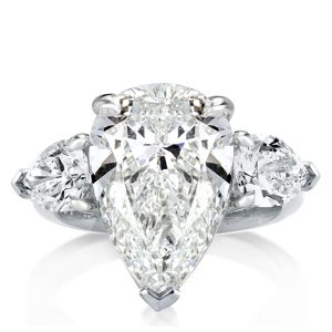 Classic rings - Italo Three Stone Pear Created White Sapphire Engagement Ring, Apparel & Accessories, Italo jewelry - Online Catalog