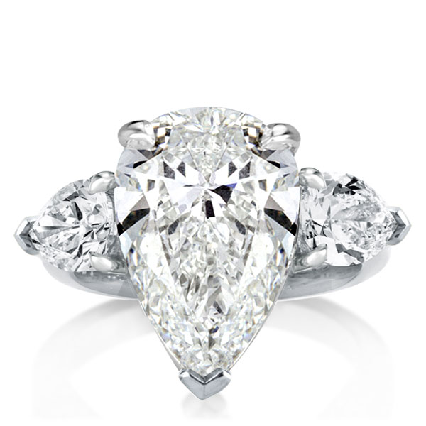 classic engagement rings - Italo Three Stone Pear Created White Sapphire Engagement Ring, Italo jewelry - Online Catalog - Image 4