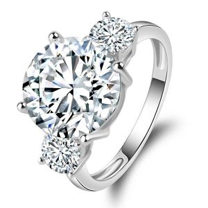 Classic rings - Italo Three Stone Created White Sapphire Engagement Ring, Apparel & Accessories, Italo jewelry - Online Catalog