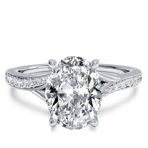 classic engagement rings - Italo Bypass Oval Created White Sapphire Engagement Ring, Italo jewelry - Online Catalog