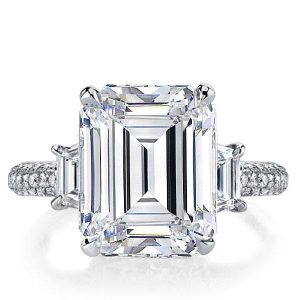 unique engagement rings - Italo Emerald Three Stone Created White Sapphire Engagement Ring, Italo jewelry - Online Catalog