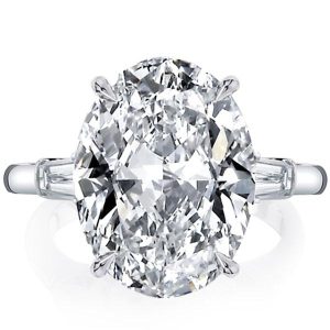 classic engagement rings - Italo Oval Three Stone Created White Sapphire Engagement Ring, Italo jewelry - Online Catalog