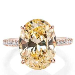 classic engagement rings - Italo Rose Gold Oval Created Champagne Sapphire Engagement Ring, Italo jewelry - Online Catalog
