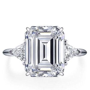 classic engagement rings - Italo Emerald Cut Engagement Ring 3 Stone Ring Promise Ring, Italo jewelry - Online Catalog