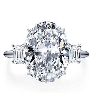 Classic rings - Italo Three Stone Oval Created White Sapphire Engagement Ring, Apparel & Accessories, Italo jewelry - Online Catalog