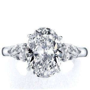 classic engagement rings - Italo Three Stone Oval Created White Sapphire Engagement Ring, Italo jewelry - Online Catalog