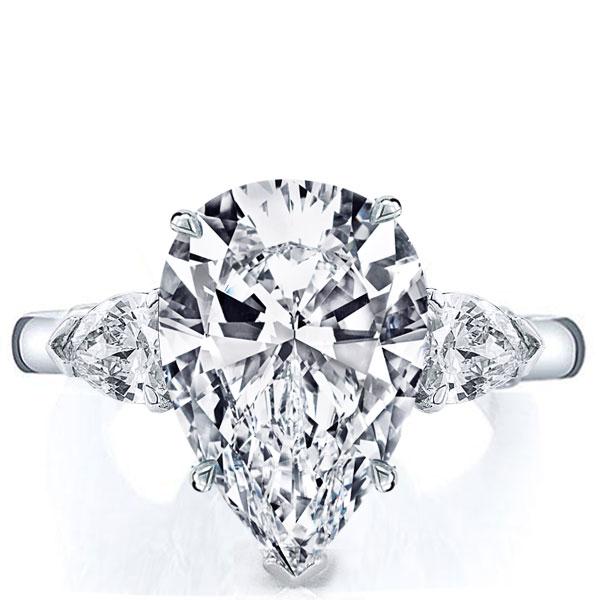 classic engagement rings - Italo Three Stone Pear Created White Sapphire Engagement Ring, Italo jewelry - Online Catalog - Image 2