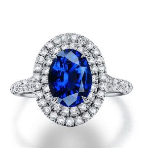 halo engagement rings - Italo Double Halo Oval Blue Sapphire Engagement Ring, Italo jewelry - Online Catalog
