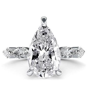 unique engagement rings - Italo Pear Eternity Created White Sapphire Engagement Ring, Italo jewelry - Online Catalog