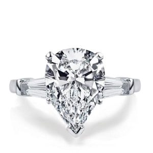 classic engagement rings - Italo Three Stone Pear Created White Sapphire Engagement Ring, Italo jewelry - Online Catalog