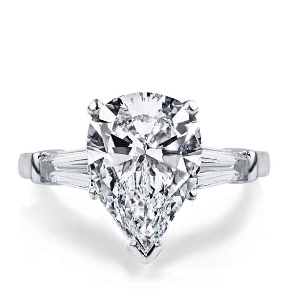 classic engagement rings - Italo Three Stone Pear Created White Sapphire Engagement Ring, Italo jewelry - Online Catalog