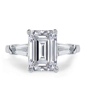 classic engagement rings - Italo Emerald Cut Engagement Ring 3 Stone Ring Affordable, Italo jewelry - Online Catalog