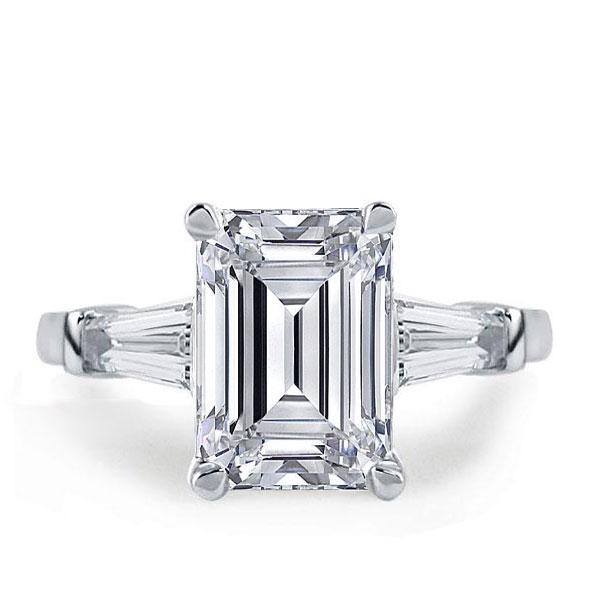classic engagement rings - Italo Emerald Cut Engagement Ring 3 Stone Ring Affordable, Italo jewelry - Online Catalog