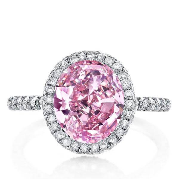 Classic rings - Italo Halo Created Pink Sapphire Engagement Ring, Apparel & Accessories, Italo jewelry - Online Catalog