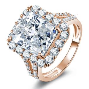 halo engagement rings - Rose Gold Halo Split Shank Engagement Ring, Italo jewelry - Online Catalog