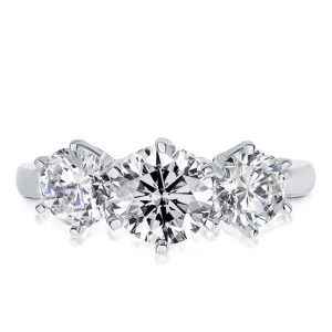 Classic rings - Italo Three Stone Created White Sapphire Engagement Ring, Apparel & Accessories, Italo jewelry - Online Catalog