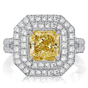 halo engagement rings - Double Halo Radiant Cut Yellow Topaz Engagement Ring, Italo jewelry - Online Catalog