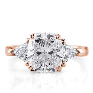 Classic rings - Italo Rose Gold Three Stone Cushion Engagement Ring, Apparel & Accessories, Italo jewelry - Online Catalog