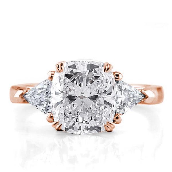 classic engagement rings - Italo Rose Gold Three Stone Cushion Engagement Ring, Italo jewelry - Online Catalog
