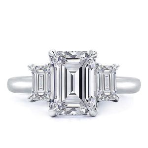 classic engagement rings - Italo Three Stone Emerald Created White Sapphire Engagement Ring, Italo jewelry - Online Catalog