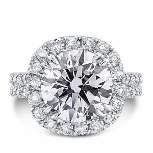 unique engagement rings - Italo Halo Double Prong Created White Sapphire Engagement Ring, Italo jewelry - Online Catalog