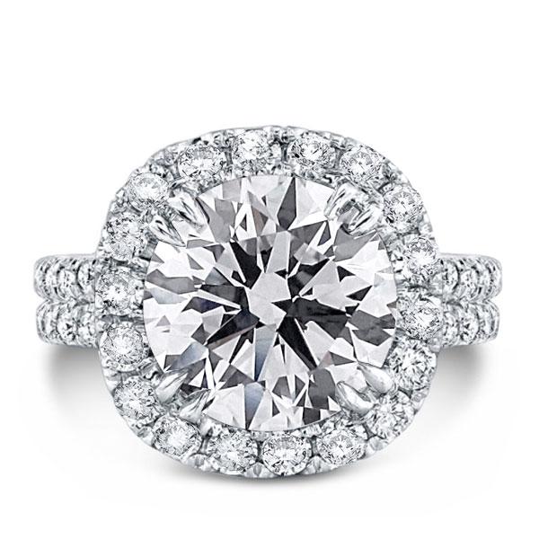 unique engagement rings - Italo Halo Double Prong Created White Sapphire Engagement Ring, Italo jewelry - Online Catalog