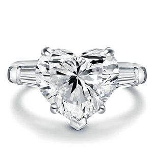 classic engagement rings - Italo Three Stone Heart Created White Sapphire Engagement Ring, Italo jewelry - Online Catalog