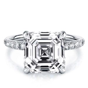 Classic rings - Italo Asscher Cut Engagement Ring Affordable With Hidden Halo, Apparel & Accessories, Italo jewelry - Online Catalog